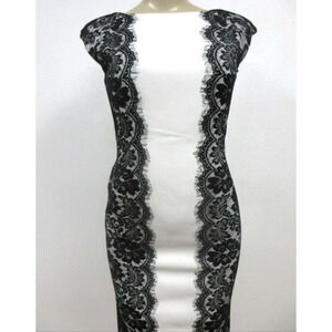NWT White House Black Market White & Black Lace-Up Sleeveless Dress Size 6